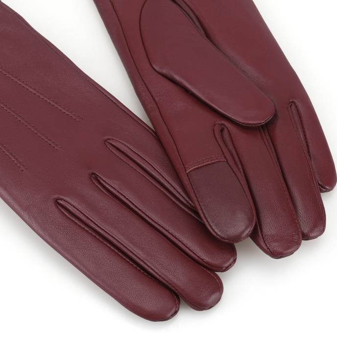 Isotoner® Ladies Three Point Leather Glove Burgundy Extra Image 3